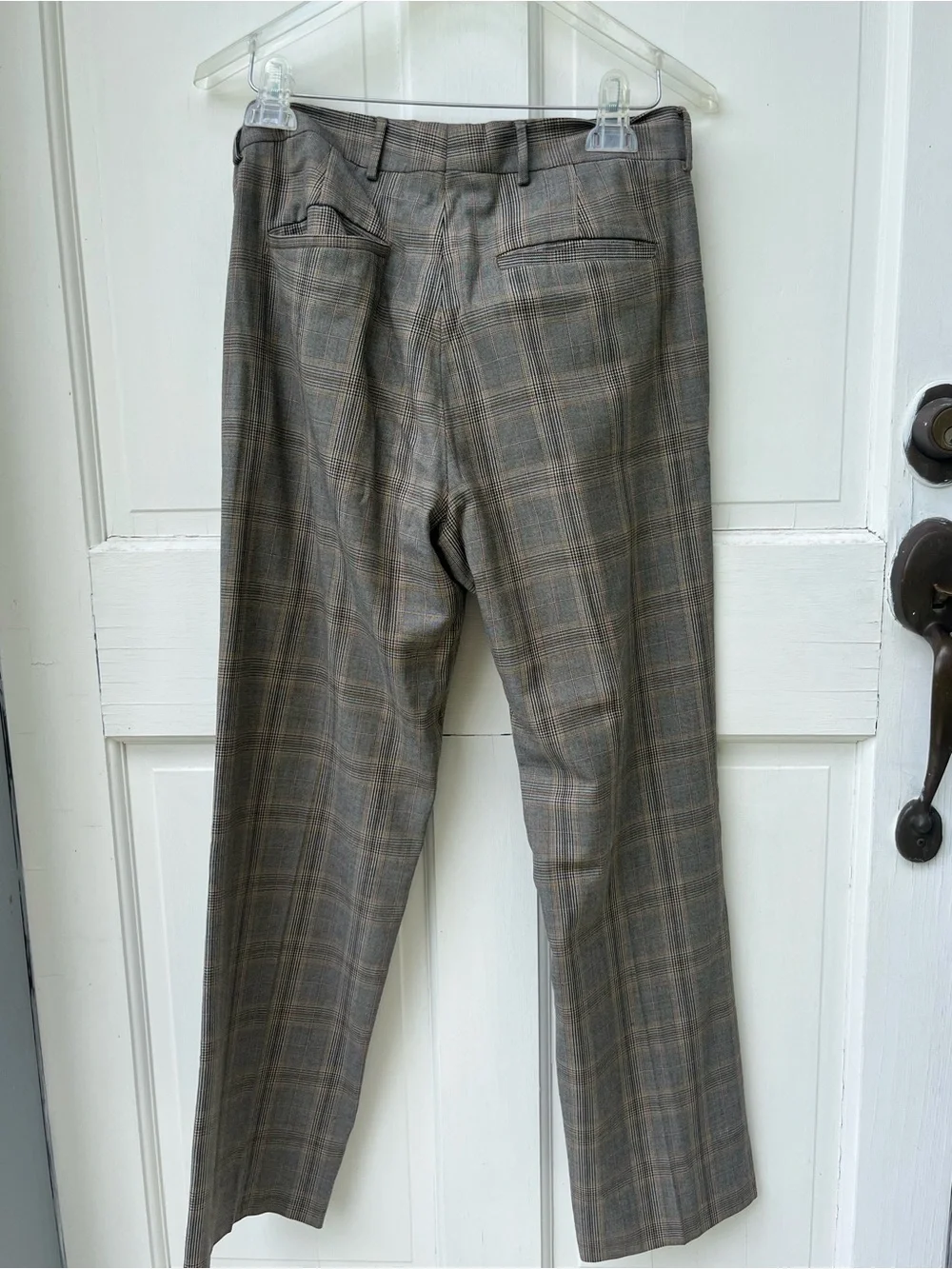 Zara Men's Plaid Dress Pants in Brown and Gray